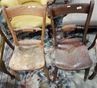 Pair of elm seated Oxford style kitchen chairs wit