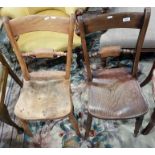 Pair of elm seated Oxford style kitchen chairs wit