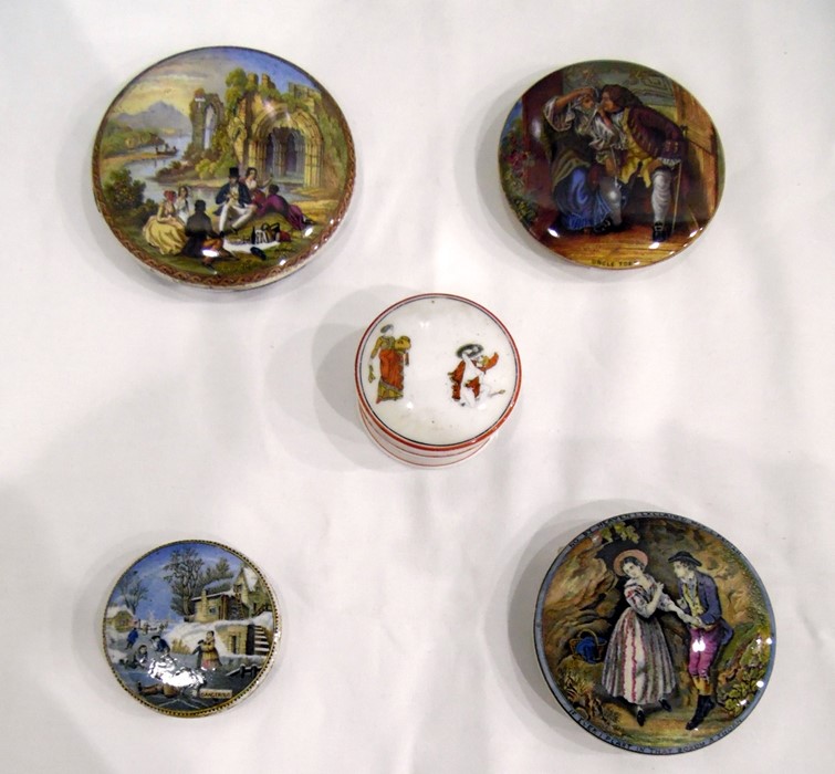 Four assorted pot lids to include 'Uncle Toby', 'T