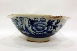 Early Chinese blue and white porcelain bowl, flora