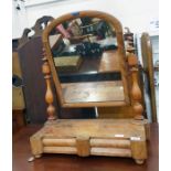 Victorian toilet mirror with turned supports, the
