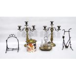 Pair of silver plate twin branch candelabra, a cru