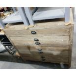 Limed wood chest of four drawers in the manner of