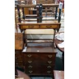 20th century walnut bureau of three drawers to cab