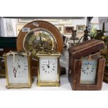 Presentation circular oak framed mantel clock with