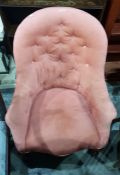 Victorian deep button upholstered tub chair on cab