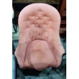 Victorian deep button upholstered tub chair on cab