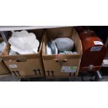 Large quantity of white china, all with a swirled