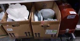 Large quantity of white china, all with a swirled