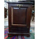 Edwardian mahogany coal box, the fall front enclos