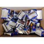 Large box of diecast metal replica vehicles includ