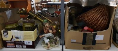 Quantity of assorted collectables, Hornsea ware storage jars, Eastern style brass, Napoleon figure