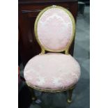Giltwood cameo backed chair on reeded supports