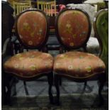 Pair of Victorian cameo-backed standard chairs wit