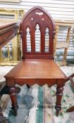 Victorian mahogany hall chair with pierced gothic