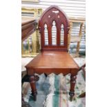 Victorian mahogany hall chair with pierced gothic