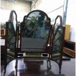 Mahogany framed three-fold dressing mirror