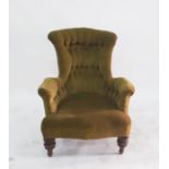Victorian deep button upholstered easy chair on tu