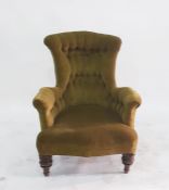 Victorian deep button upholstered easy chair on tu