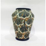 19th century pottery vase, relief decorated and in