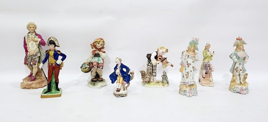 Eight continental porcelain figures including Capo