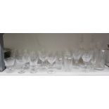Quantity cut glass stemmed wines and tumblers, two