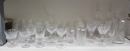 Quantity cut glass stemmed wines and tumblers, two