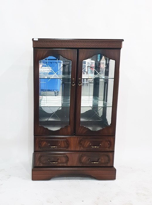 Modern dwarf mahogany finish display cabinet fitte