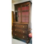 19th century glazed mahogany secretaire bookcase,