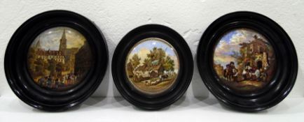 Three framed pot lids to include 'The Residence of