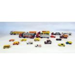 Assorted Corgi, Dinky and Matchbox cars (playworn)