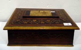 Irish marquetry inlaid box, the central raised pan