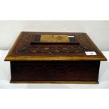 Irish marquetry inlaid box, the central raised pan