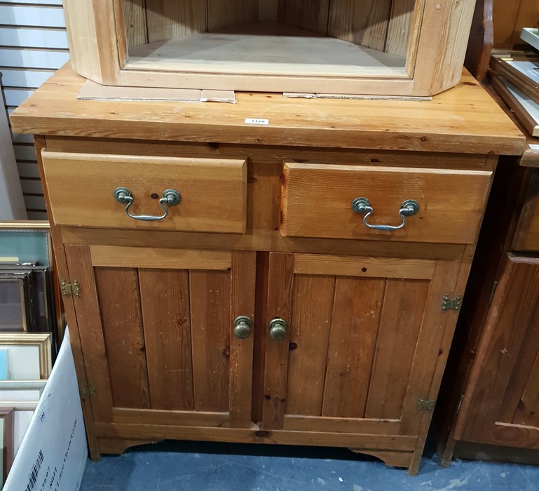 Modern dwarf pine kitchen cupboard fitted two draw