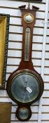 Wheel barometer with silver dial, temperature and