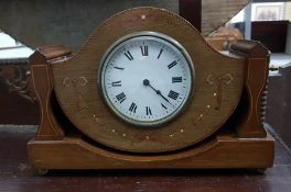 Edwardian mahogany swing frame cased mantel clock