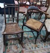 Edwardian mahogany framed corner chair with spindl