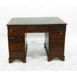 20th century mahogany pedestal desk with green lea