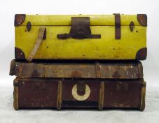 Two steamer trunks, one in brother leather and woo