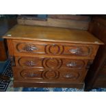 Unusual 19th century oak chest of three long drawe