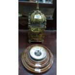 Reproduction brass lantern clock on ball feet and