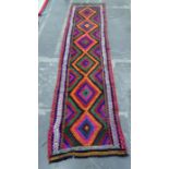 Suzni Kelim wool runner, multi-coloured with multi