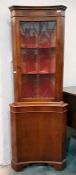 20th century yew concave corner cupboard with astr