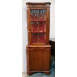 20th century yew concave corner cupboard with astr