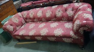 19th century Chesterfield settee with floral deep