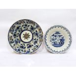 Early Delft pottery plate with cross and hatch bor