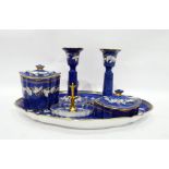 Wedgwood porcelain dressing table set, mottled blu
