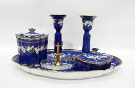 Wedgwood porcelain dressing table set, mottled blu