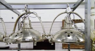 Pair of large metal and glass industrial design 'L