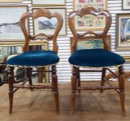 Set of six Victorian stained beech balloon back di